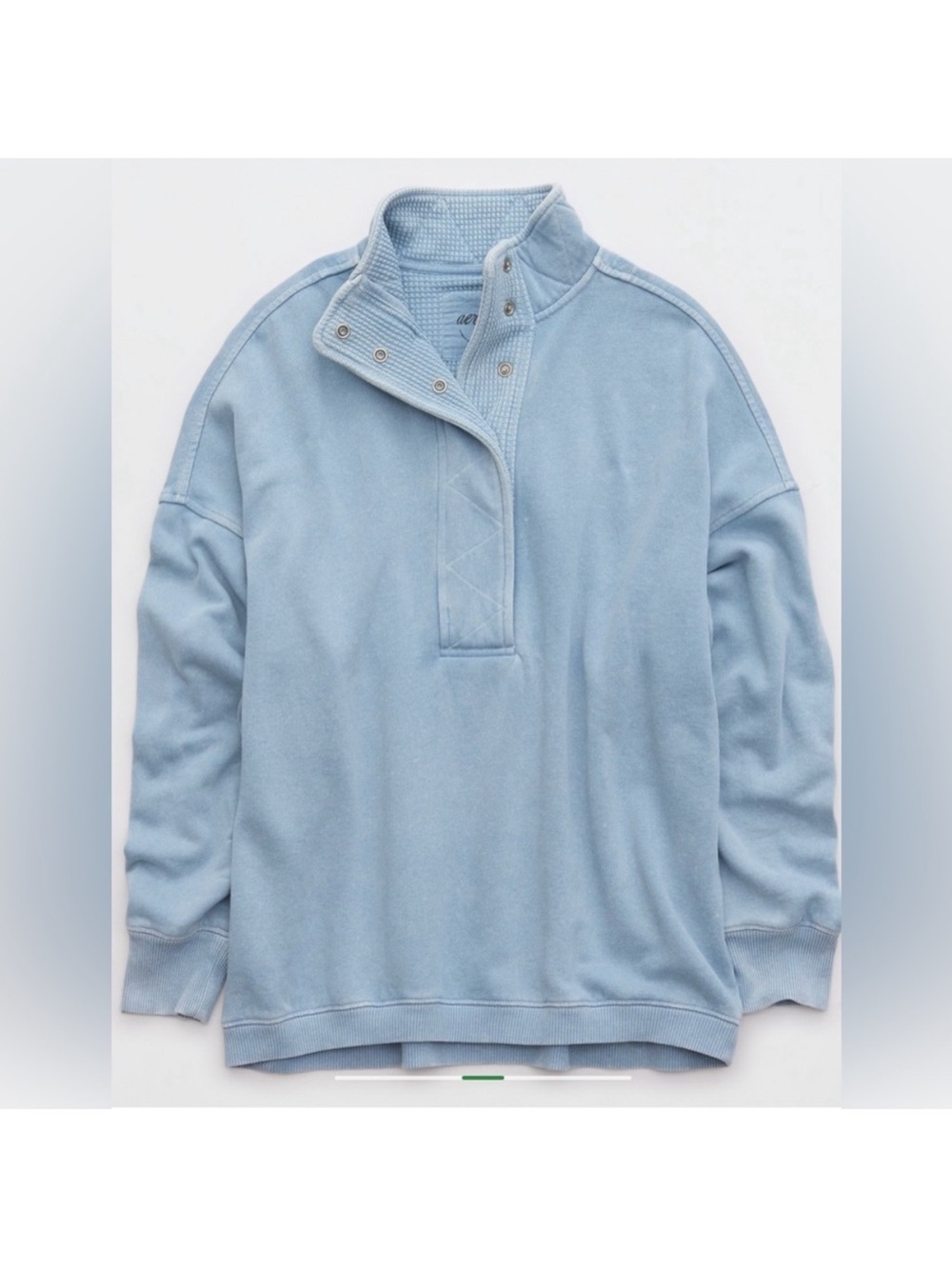 aerie Light Blue Set: Snap-Quarter Pullover Sweatshirt and Wide Leg Sweatpants - Picture 2 of 11
